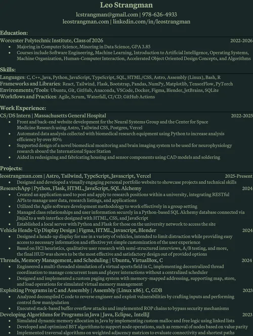 Leo Strangman Resume